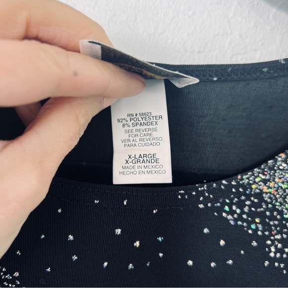 Vintage 1990s 1980s Black Rainbow Glitter Shirt XL - Picture 10 of 14